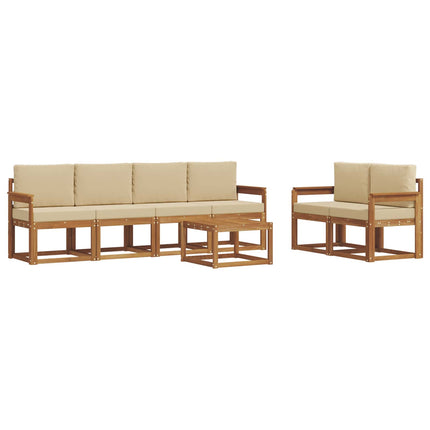 Udendørs sofagruppe med pude 7 pcs Naturlig og Beige