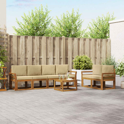 Udendørs sofagruppe med pude 7 pcs Naturlig og Beige