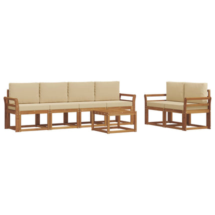 Udendørs sofagruppe med pude 7 pcs Naturlig og Beige