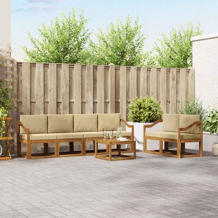 Udendørs sofagruppe med pude 7 pcs Naturlig og Beige