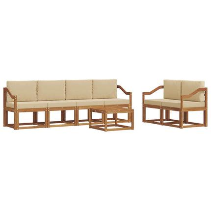 Udendørs sofagruppe med pude 7 pcs Naturlig og Beige