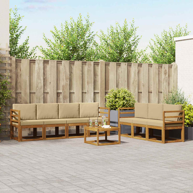 Udendørs sofagruppe med pude 8 pcs Naturlig og Beige
