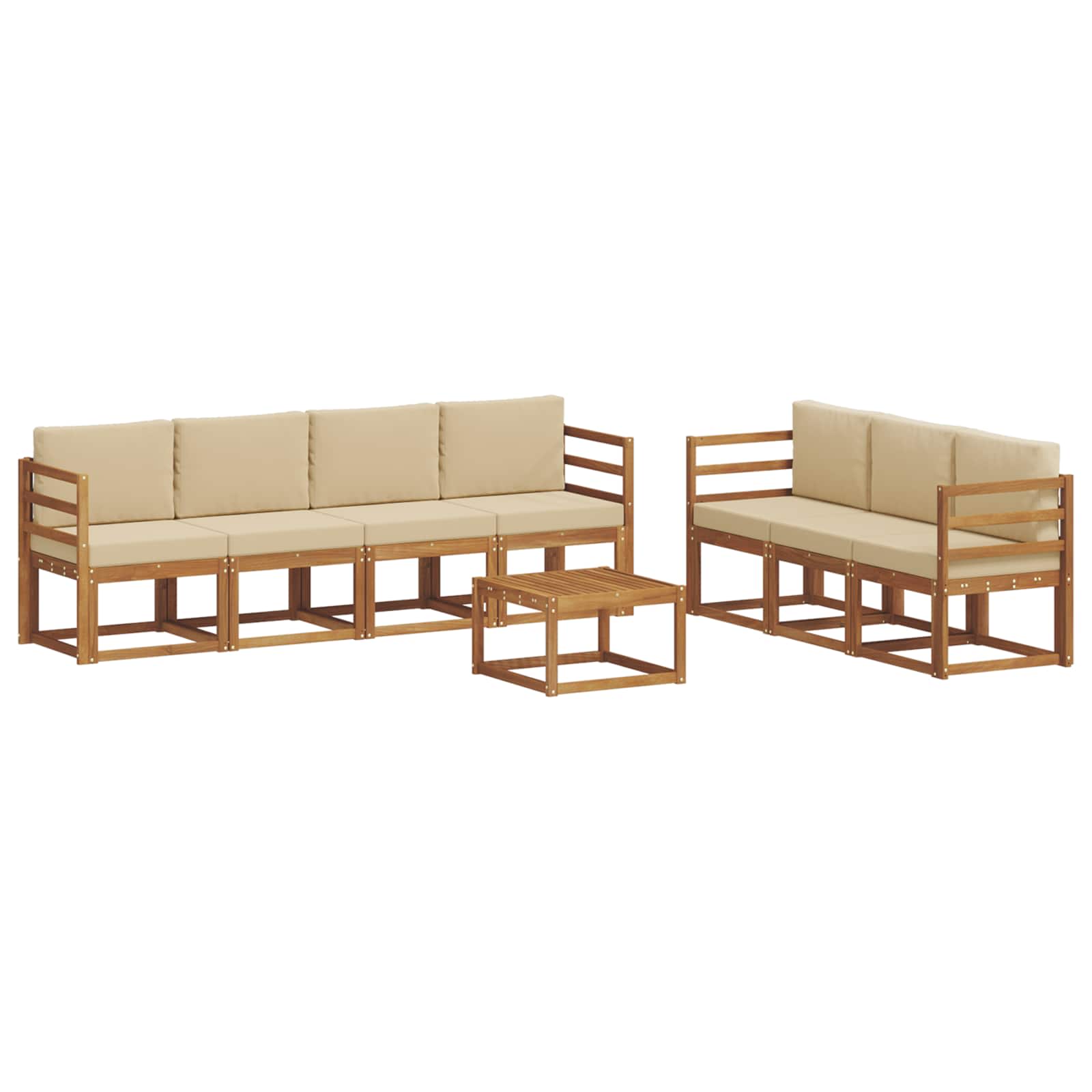 Udendørs sofagruppe med pude 8 pcs Naturlig og Beige