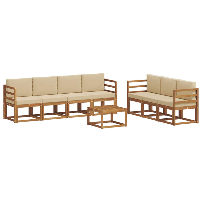 Udendørs sofagruppe med pude 8 pcs Naturlig og Beige