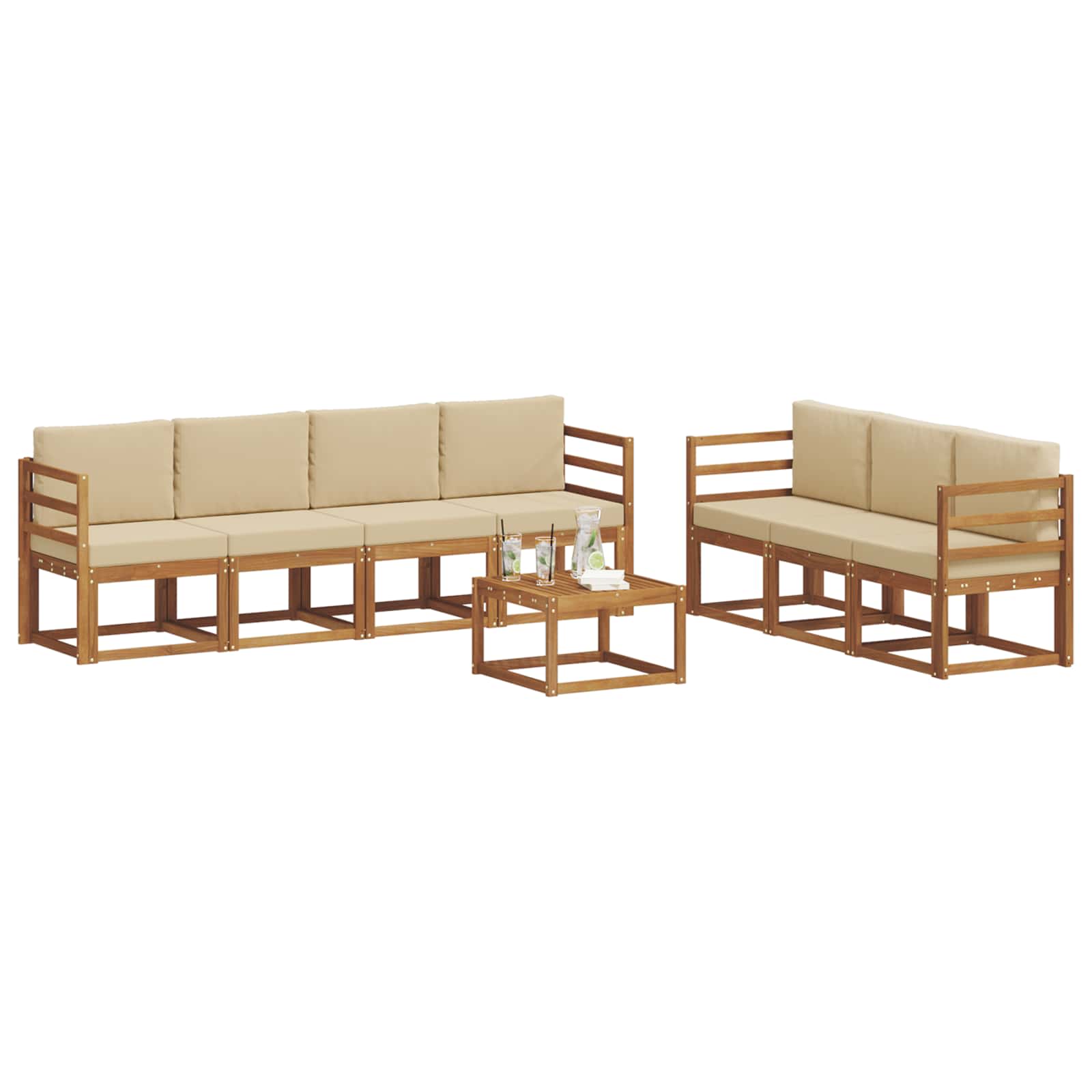 Udendørs sofagruppe med pude 8 pcs Naturlig og Beige