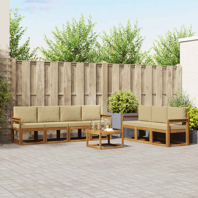 Udendørs sofagruppe med pude 8 pcs Naturlig og Beige