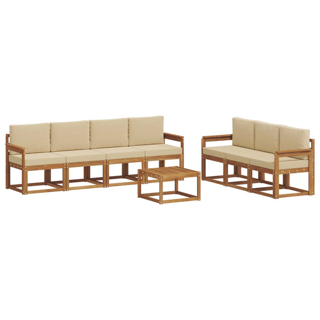Udendørs sofagruppe med pude 8 pcs Naturlig og Beige