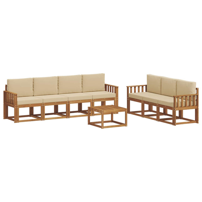 Udendørs sofagruppe med pude 8 pcs Naturlig og Beige