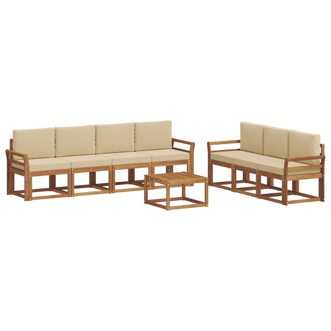 Udendørs sofagruppe med pude 8 pcs Naturlig og Beige
