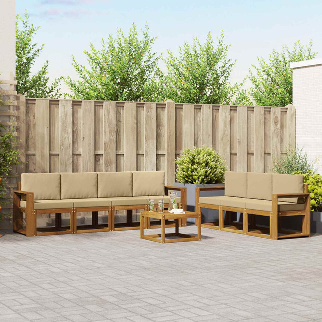 Udendørs sofagruppe med pude 8 pcs Naturlig og Beige