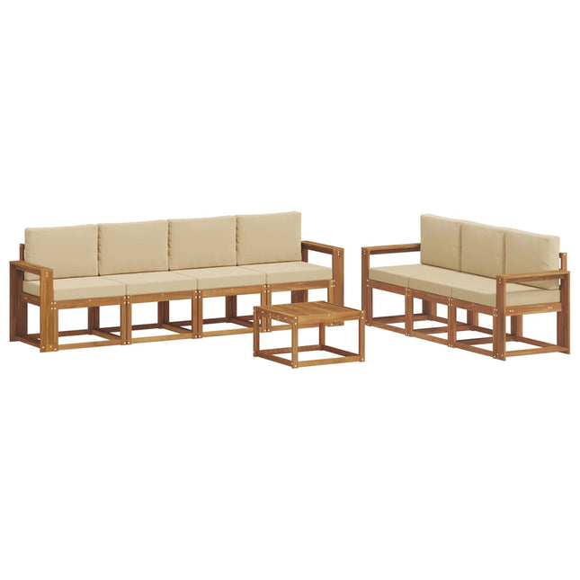 Udendørs sofagruppe med pude 8 pcs Naturlig og Beige