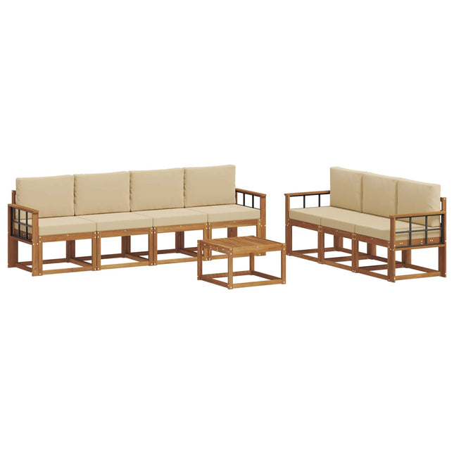 Udendørs sofagruppe med pude 8 pcs Naturlig og Beige