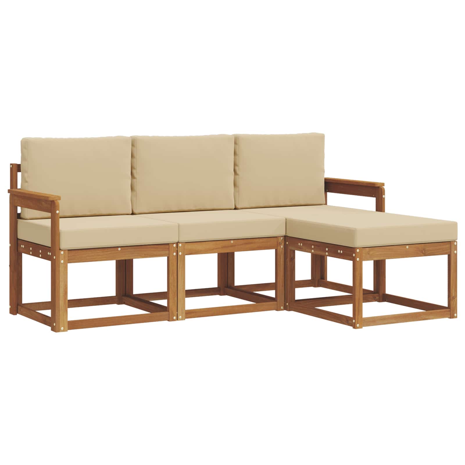 Udendørs sofagruppe med pude 4 pcs Naturlig og Beige