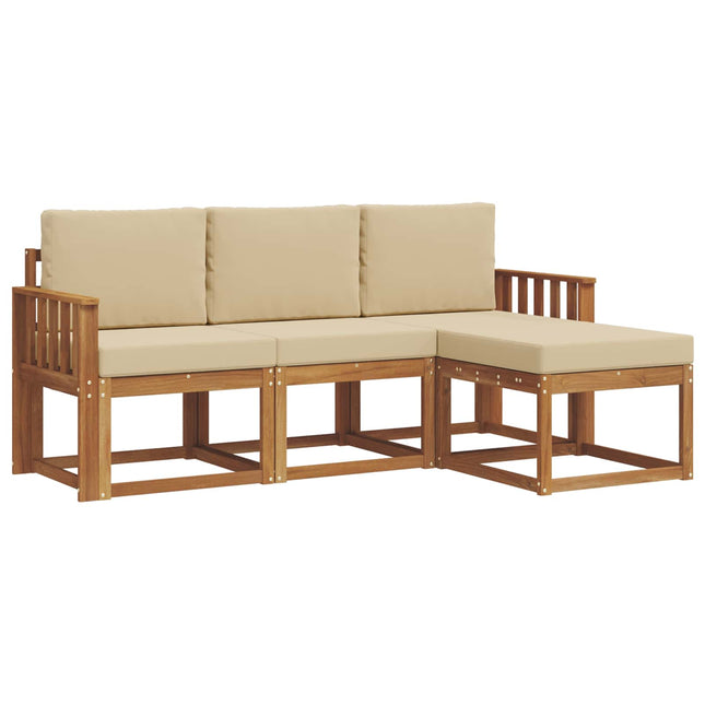 Udendørs sofagruppe med pude 4 pcs Naturlig og Beige