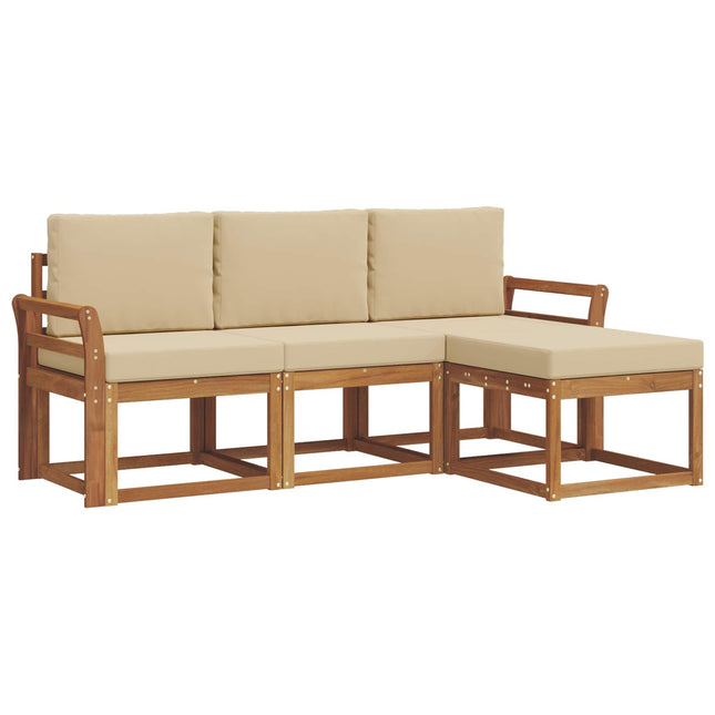 Udendørs sofagruppe med pude 4 pcs Naturlig og Beige