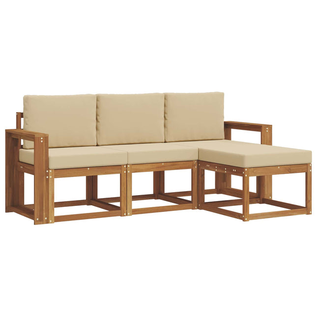 Udendørs sofagruppe med pude 4 pcs Naturlig og Beige