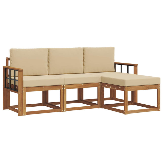Udendørs sofagruppe med pude 4 pcs Naturlig og Beige