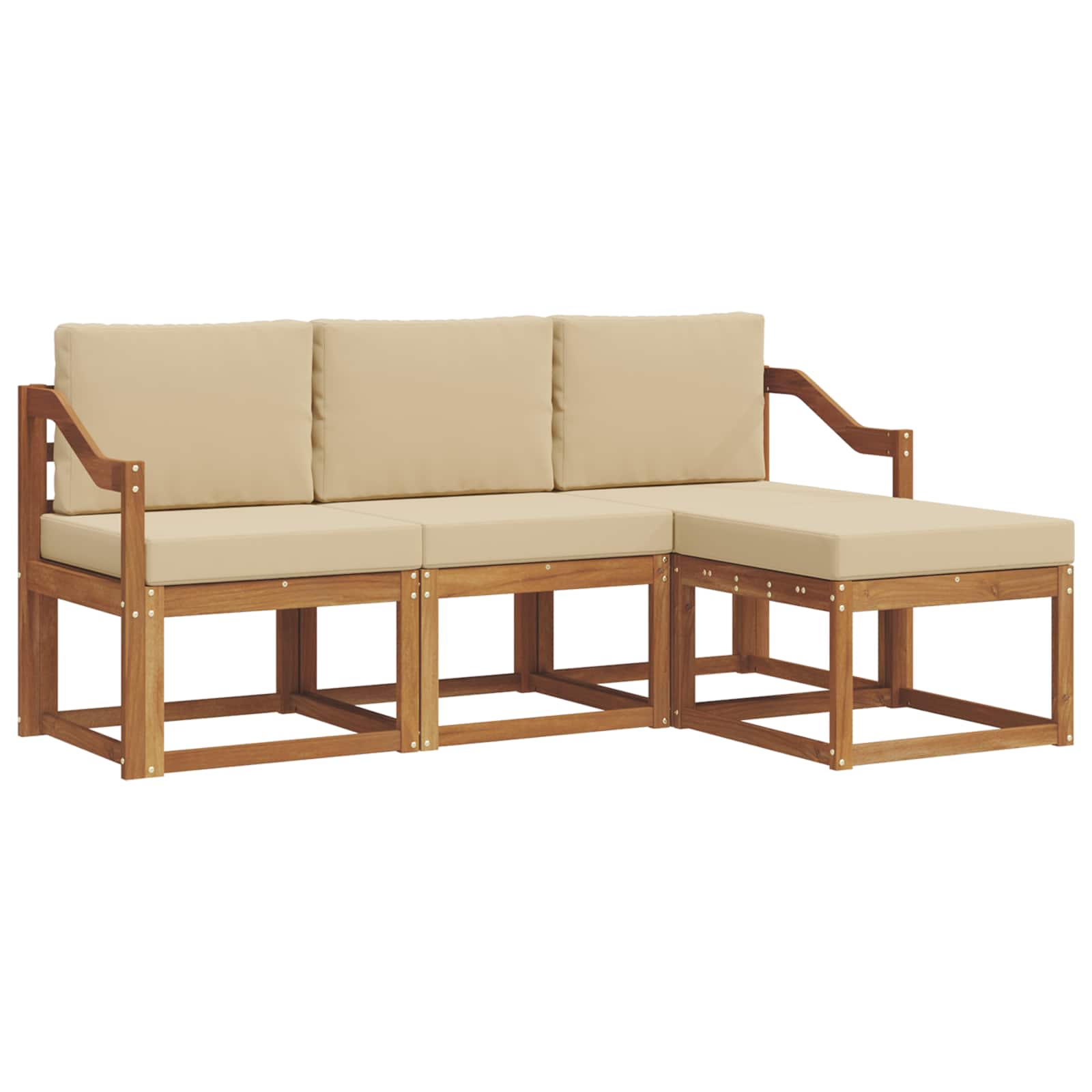 Udendørs sofagruppe med pude 4 pcs Naturlig og Beige