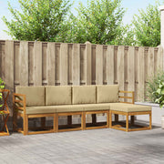 Udendørs sofagruppe 5 pcs Naturlig og Beige Massivt Akacietræ