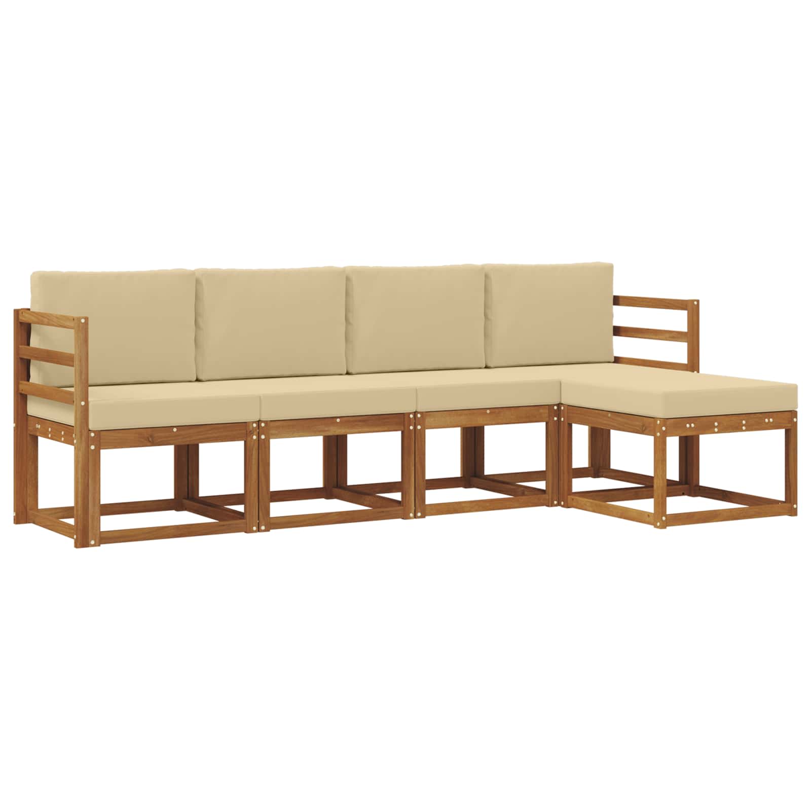 Udendørs sofagruppe 5 pcs Naturlig og Beige Massivt Akacietræ