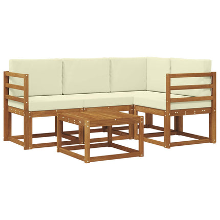Udendørs sofagruppe med pude 5 pcs Naturlig og Fløde