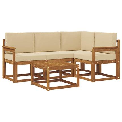 Udendørs sofagruppe med pude 5 pcs Naturlig og Beige