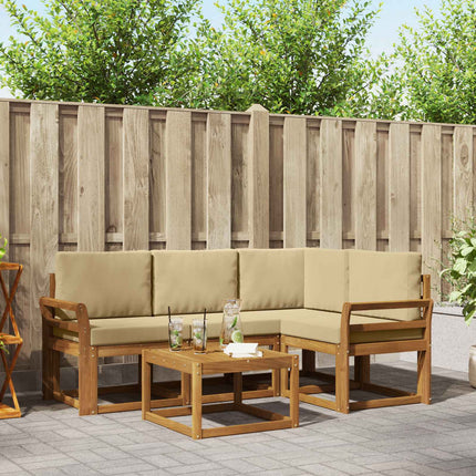 Udendørs sofagruppe med pude 5 pcs Naturlig og Beige