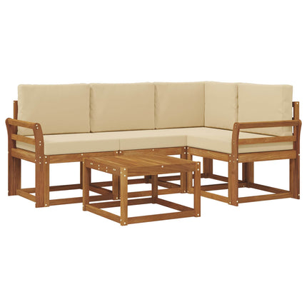 Udendørs sofagruppe med pude 5 pcs Naturlig og Beige