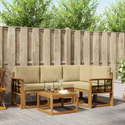 Udendørs sofagruppe med pude 5 pcs Naturlig og Beige
