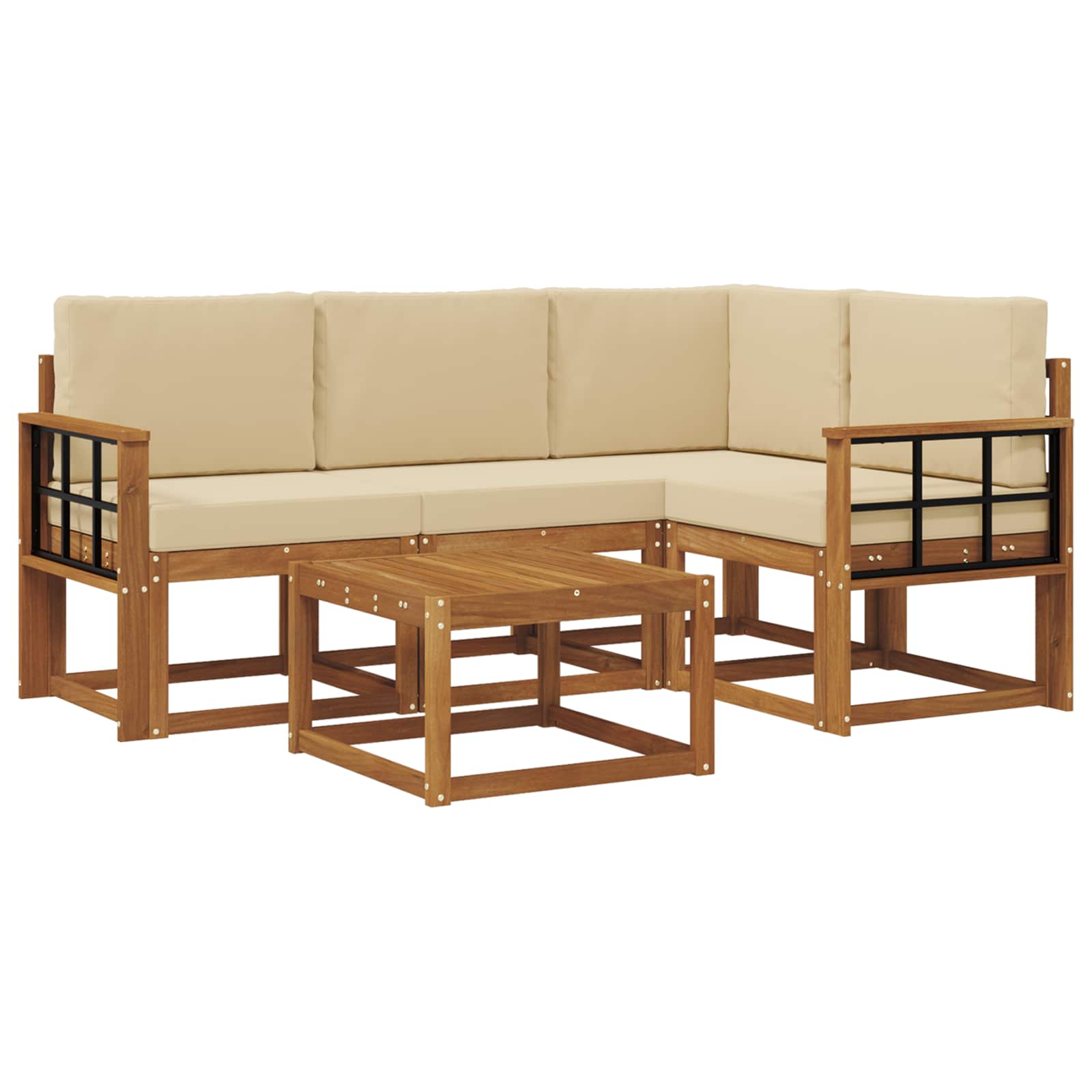 Udendørs sofagruppe med pude 5 pcs Naturlig og Beige