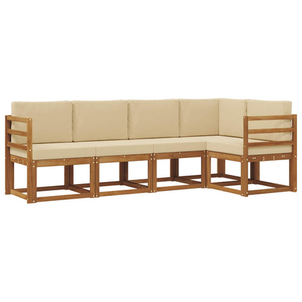 Udendørs sofagruppe med pude 5 pcs Naturlig og Beige