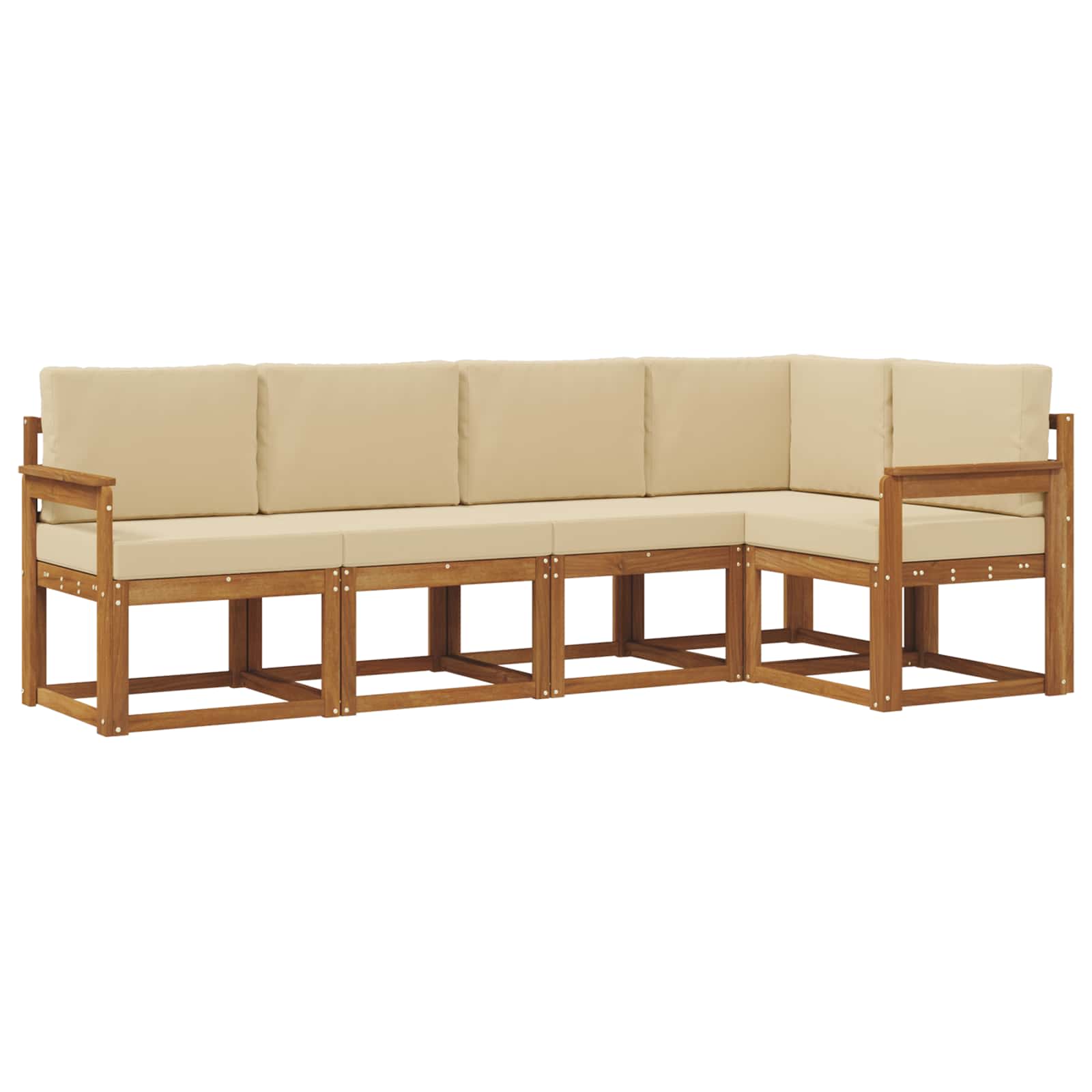 Udendørs sofagruppe med pude 5 pcs Naturlig og Beige