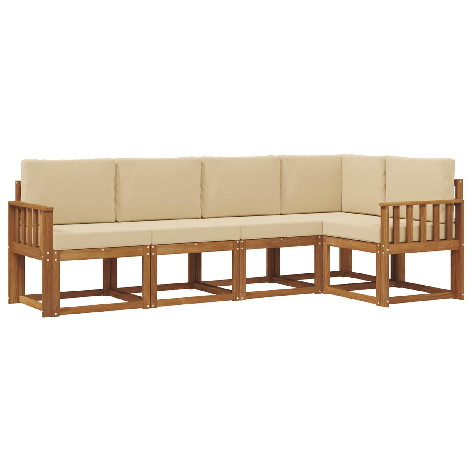 Udendørs sofagruppe med pude 5 pcs Naturlig og Beige