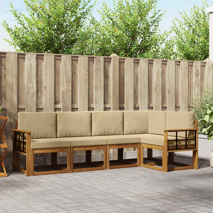Udendørs sofagruppe med pude 5 pcs Naturlig og Beige