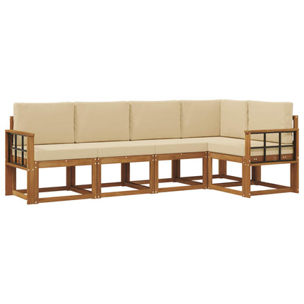 Udendørs sofagruppe med pude 5 pcs Naturlig og Beige