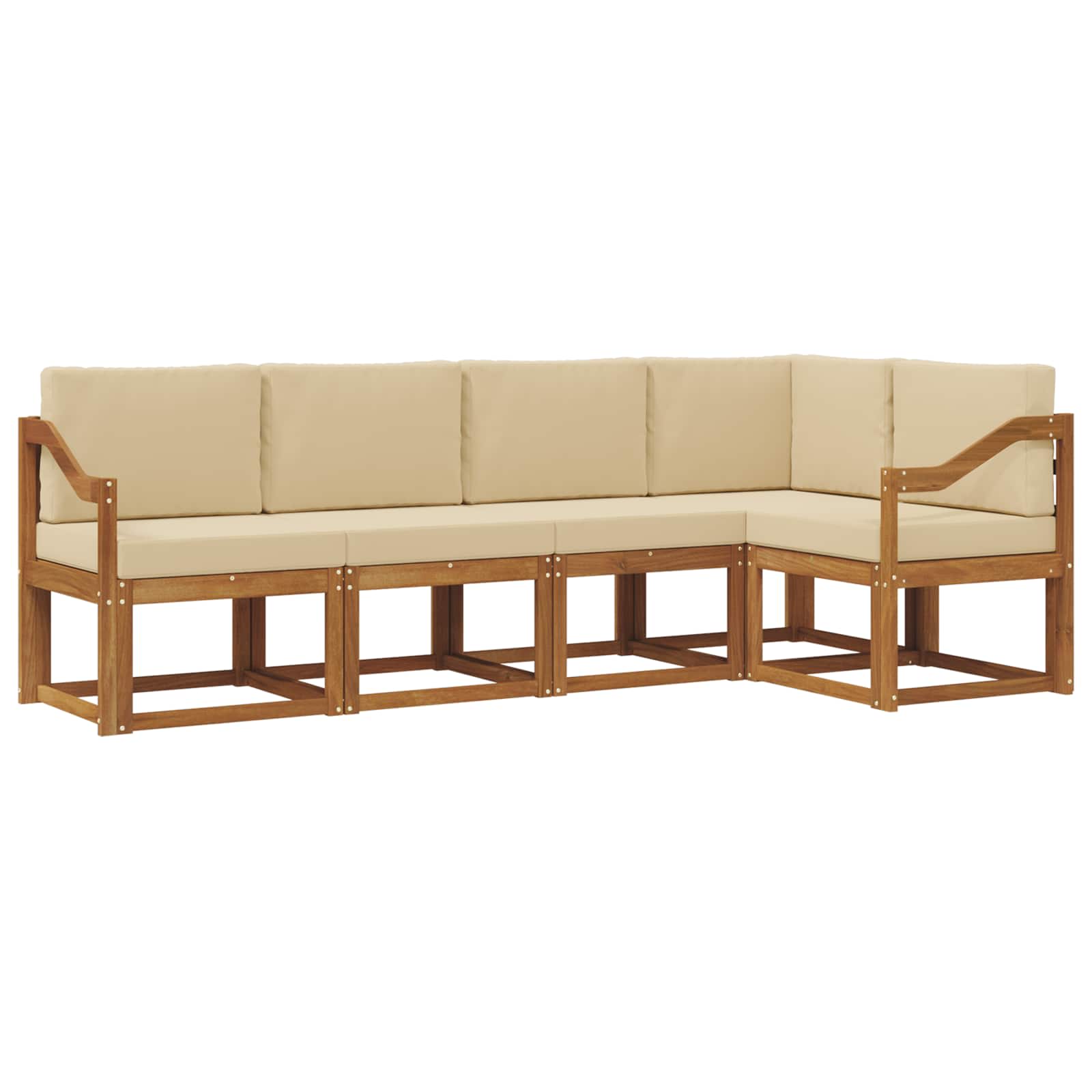 Udendørs sofagruppe med pude 5 pcs Naturlig og Beige