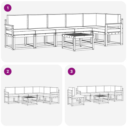 Udendørs sofagruppe med pude 7 pcs Naturlig og Beige