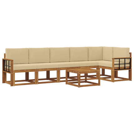 Udendørs sofagruppe med pude 7 pcs Naturlig og Beige