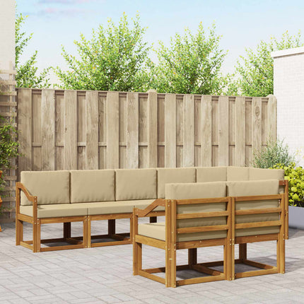 Udendørs sofagruppe med pude 8 pcs Naturlig og Beige