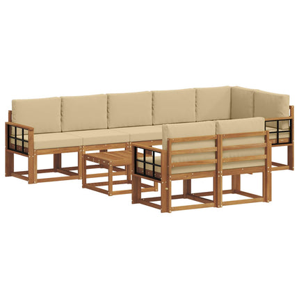 Udendørs sofagruppe med pude 9 pcs Naturlig og Beige