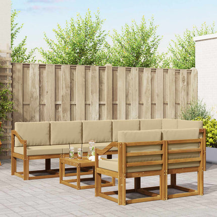 Udendørs sofagruppe med pude 9 pcs Naturlig og Beige
