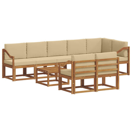 Udendørs sofagruppe med pude 9 pcs Naturlig og Beige