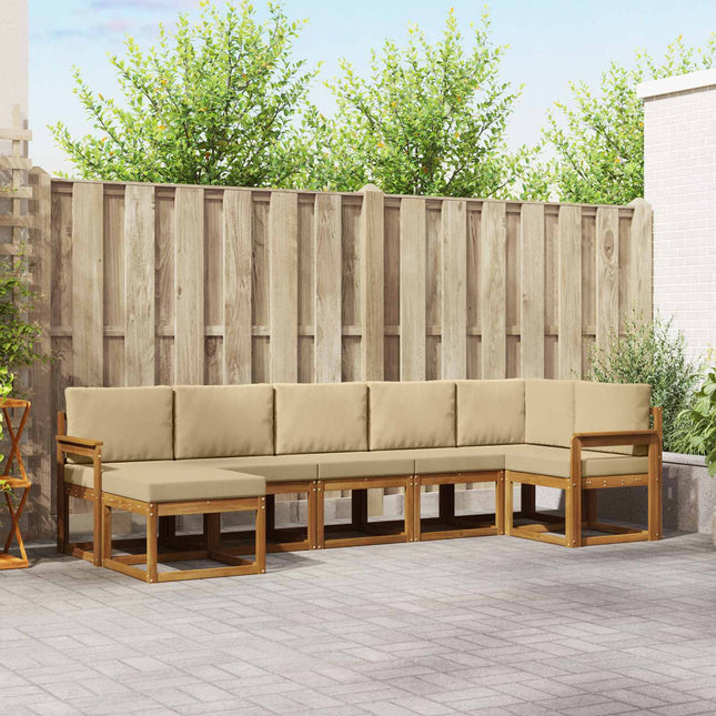 Udendørs sofagruppe med pude 7 pcs Naturlig og Beige
