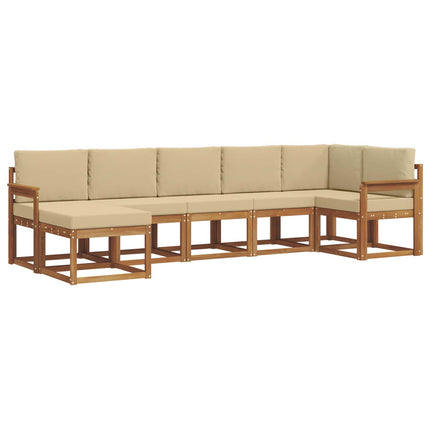 Udendørs sofagruppe med pude 7 pcs Naturlig og Beige
