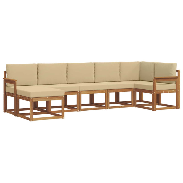 Udendørs sofagruppe med pude 7 pcs Naturlig og Beige