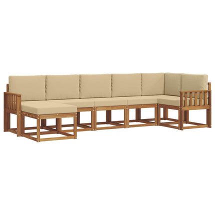 Udendørs sofagruppe med pude 7 pcs Naturlig og Beige