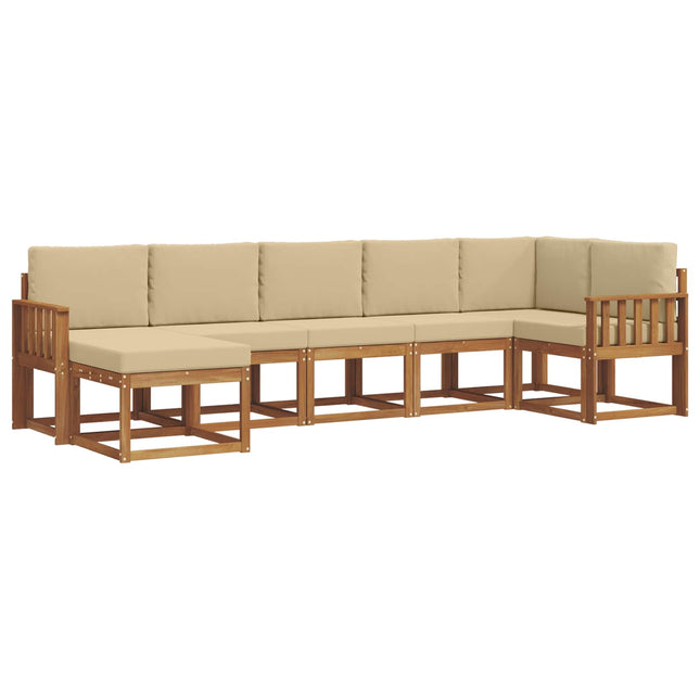 Udendørs sofagruppe med pude 7 pcs Naturlig og Beige