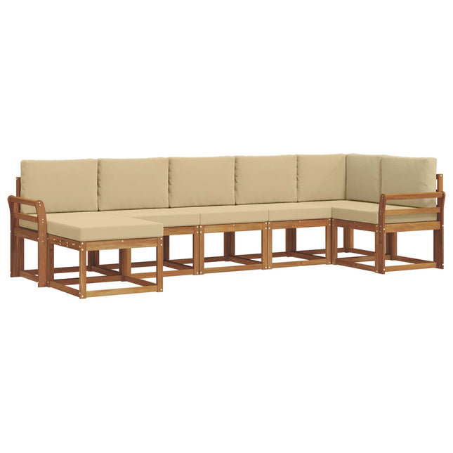 Udendørs sofagruppe med pude 7 pcs Naturlig og Beige
