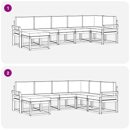 Udendørs sofagruppe med pude 7 pcs Naturlig og Beige