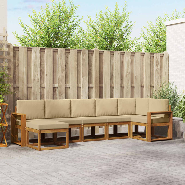 Udendørs sofagruppe med pude 7 pcs Naturlig og Beige